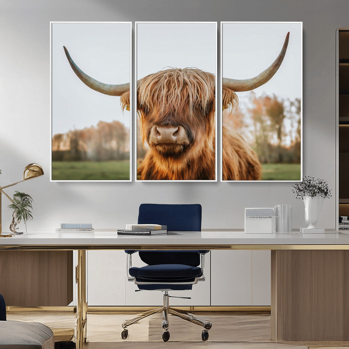 Highland Cow Animal Scottish Cattle Art Print Farmhouse Wall