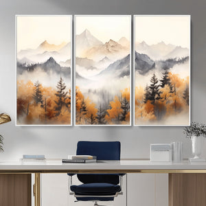 Abstract Mountain Wall Art | Misty Mountain Forest and