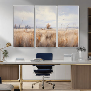 Golden Fields Wall Art Print Canvas – Serene Landscape of