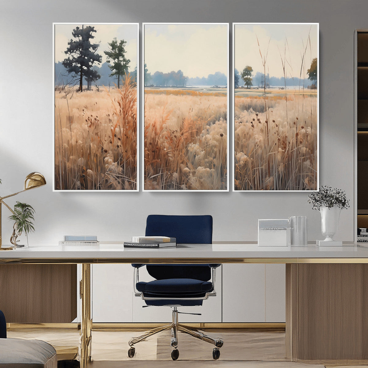 Golden Fields Canvas Wall Art Print – Serene Landscape of