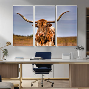 Texas Longhorn Wall Art Print, Framed Longhorn Cow Wall Art