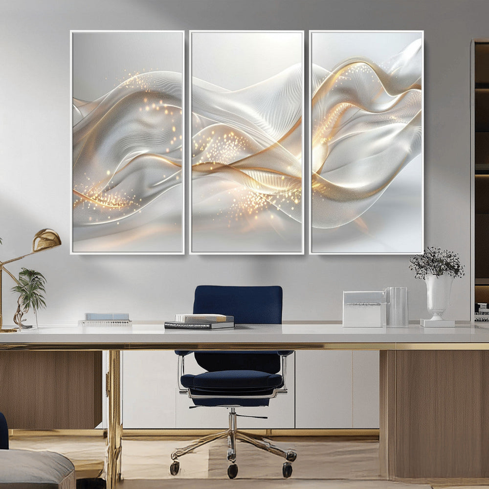 Abstract art Grey and Gold Lines Wall Art