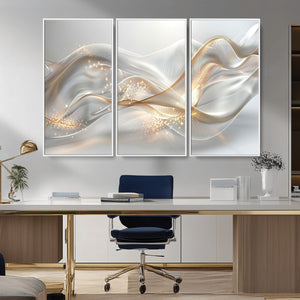 Abstract art Grey and Gold Lines Wall Art