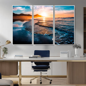 Sunset Beach Ocean Canvas Wall Art – Tranquil Ocean