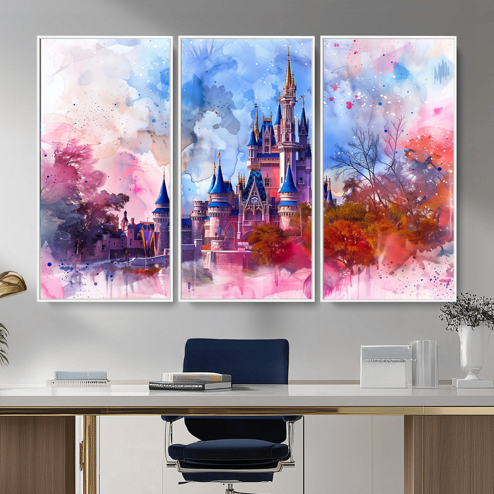 Disney Wall Art: Dreamy Watercolor Cinderella Castle Canvas