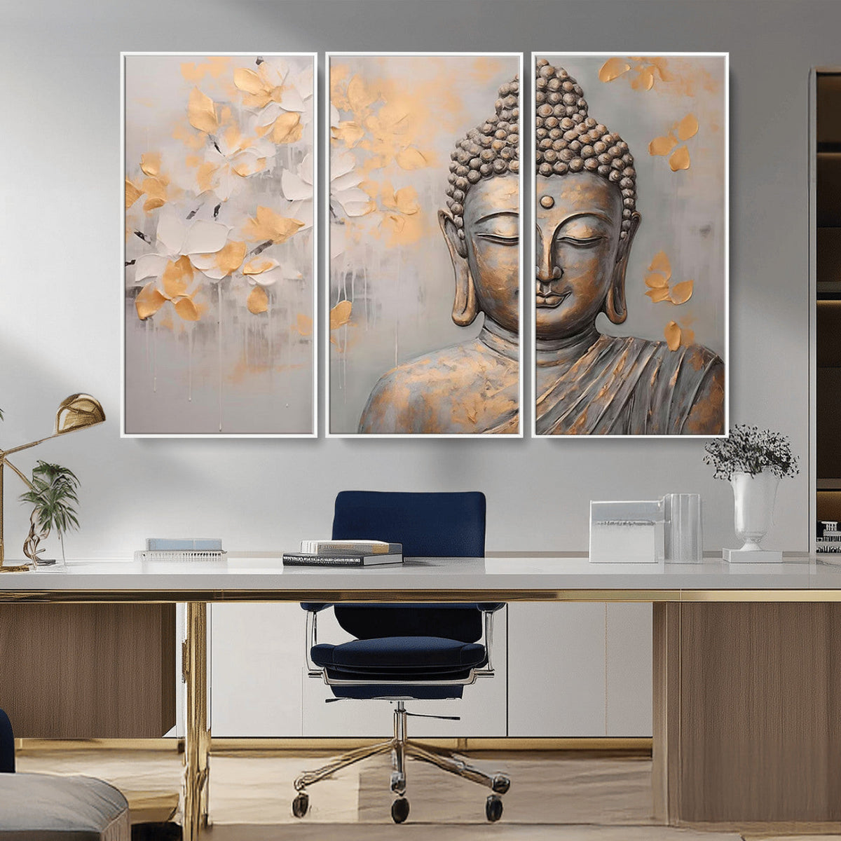 Abstract Buddha Statue Wall Art Canvas Print - Modern