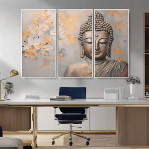 Abstract Buddha Statue Wall Art Canvas Print - Modern