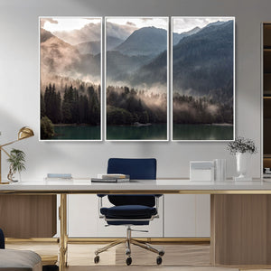 Foggy Mountain Canvas Print Forest Wall Art