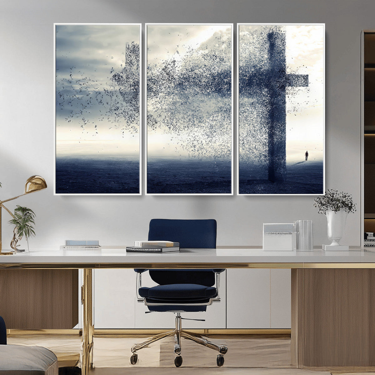 Jesus and the Fading Cross Wall Art Print – Symbol of Faith,