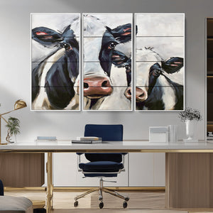 Vintage Baby and Mom Cattle Wall Art Canvas Print