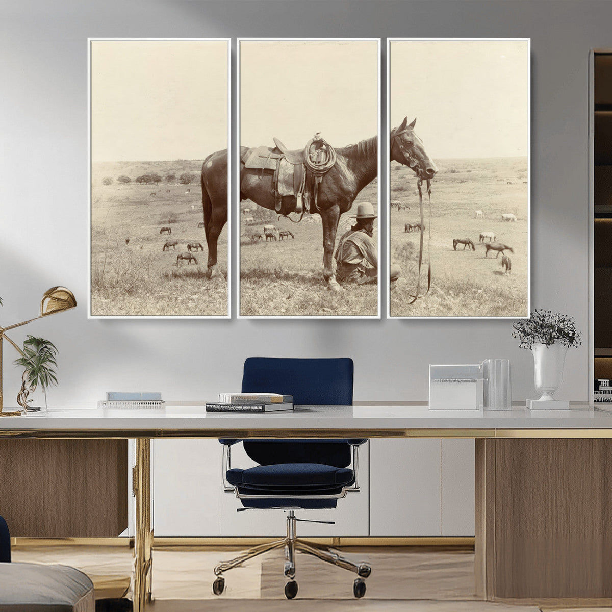 Cowboy Wall Art - Western Horse Canvas Print - Vintage