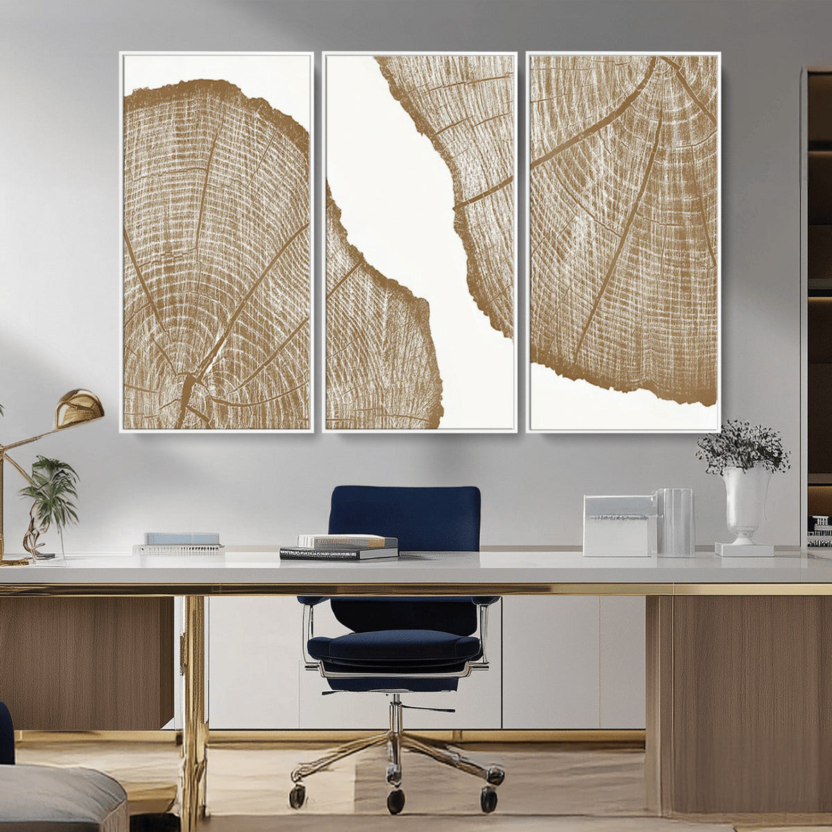 Rustic Brown Tree Ring Wall Art Canvas Print – Framed and