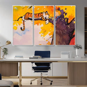 Calvin and Hobbes Tree Scene Canvas Print | 3 Panel Large