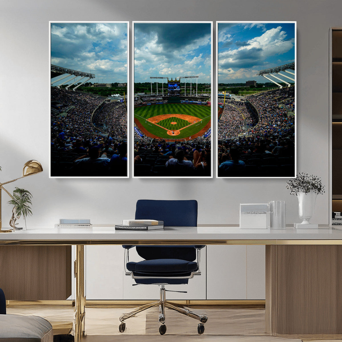 3-Panel Kauffman Stadium Wall Art Print | Large Kansas City