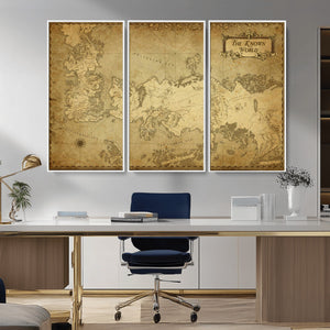 Vintage Game of Thrones Map Wall Art | Westeros and Essos