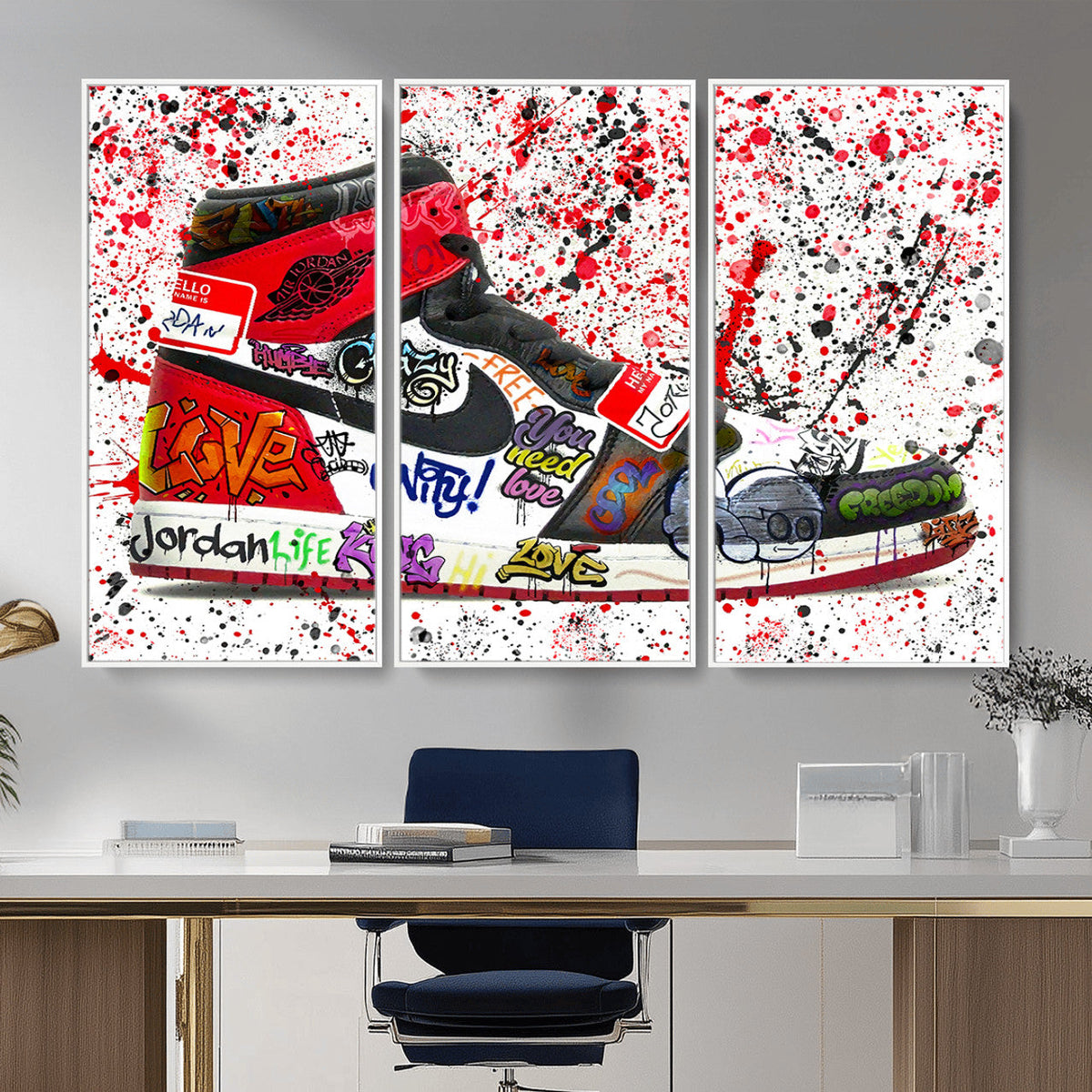 Jordan Shoes Graffiti Wall Art Canvas Print- Jordan Graffiti