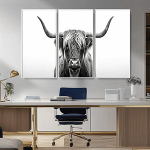 Highland Wall Art Canvas Print – Minimalist Black and White