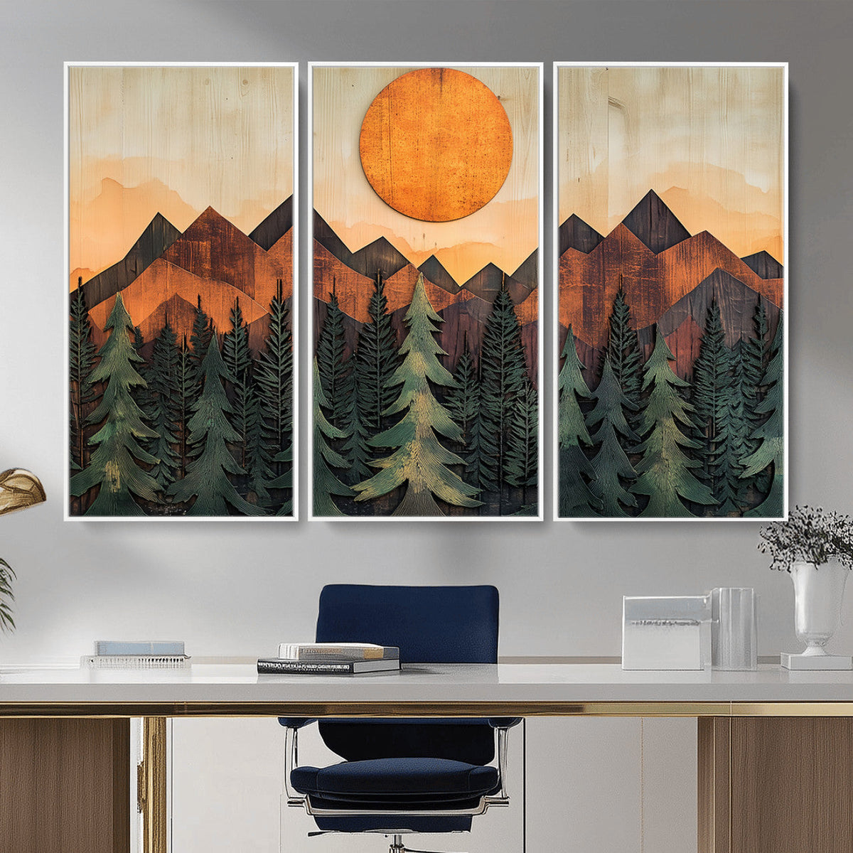 Sunset Mountain Landscape Canvas Wall Art Print - Nature