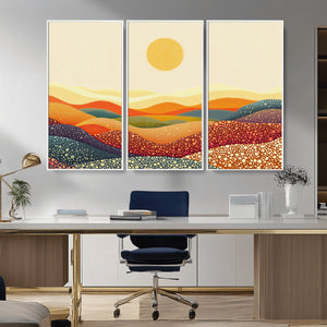 YAYOI KUSAMA Colorful Dot Art Landscape Canvas - Framed