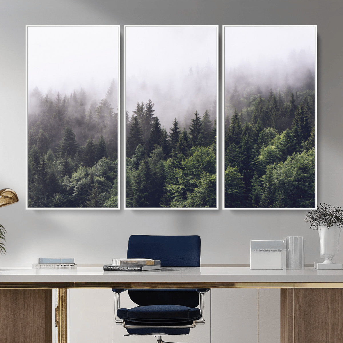 Misty Forest Wall Art | Foggy Forest Canvas Print | Large