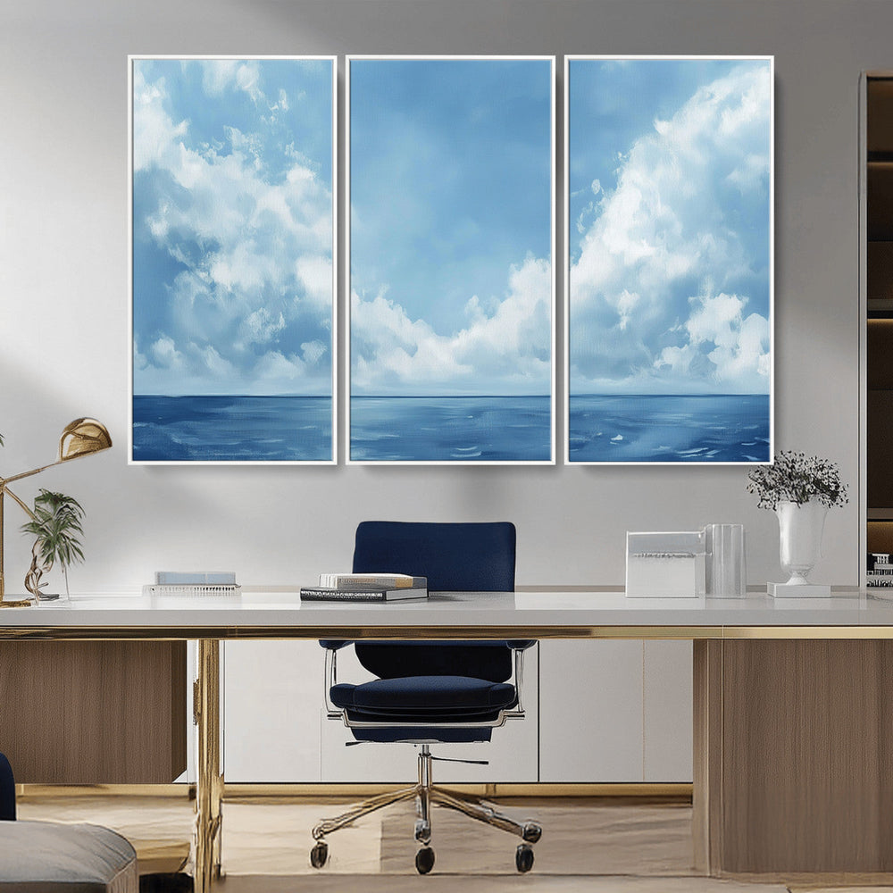 Abstract Ocean Print Artwork- Serene Blue Ocean Canvas Wall