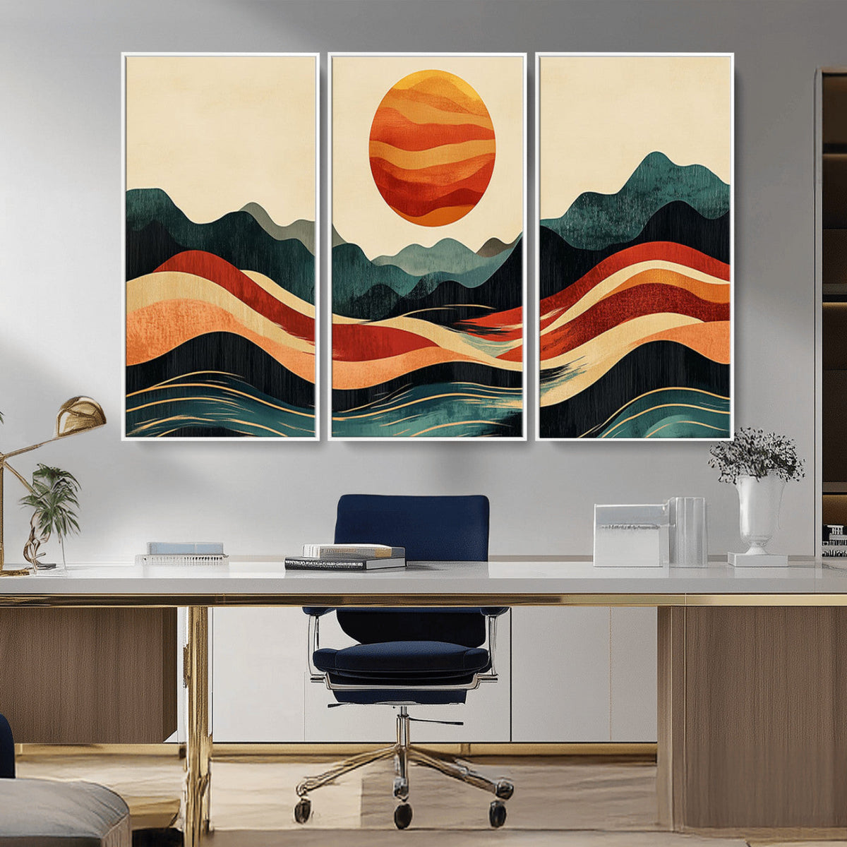 Mountain Triptych Wall Art Canvas Print – Western Nature