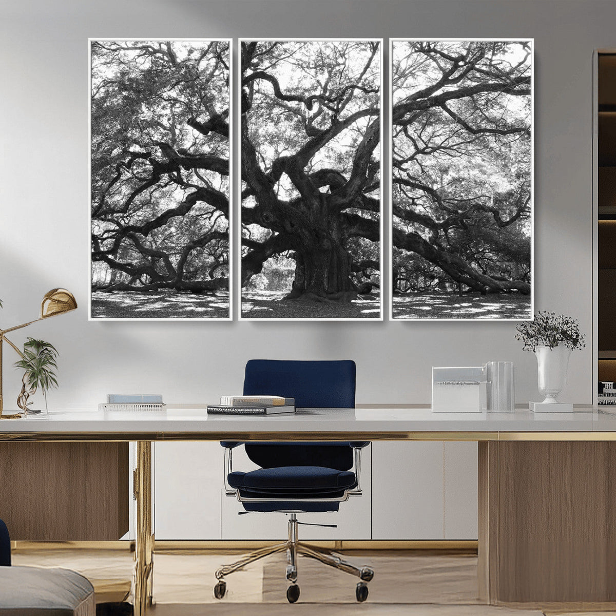 Ancient Oak Wall Art Canvas Print, Majestic Twisted Branches