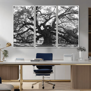 Ancient Oak Wall Art Canvas Print, Majestic Twisted Branches