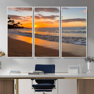 Tropical Beach Wall Art – Framed Sunset Ocean Canvas