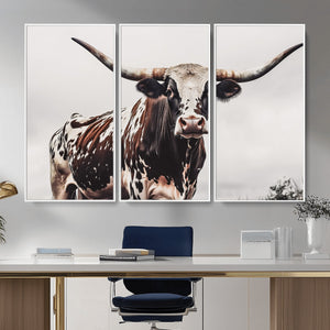 Texas Longhorn Wall Art Canvas Print – Framed Spotted Bull