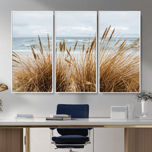 Beach Grass Wall Art Canvas Print – Framed Coastal Dunes Art