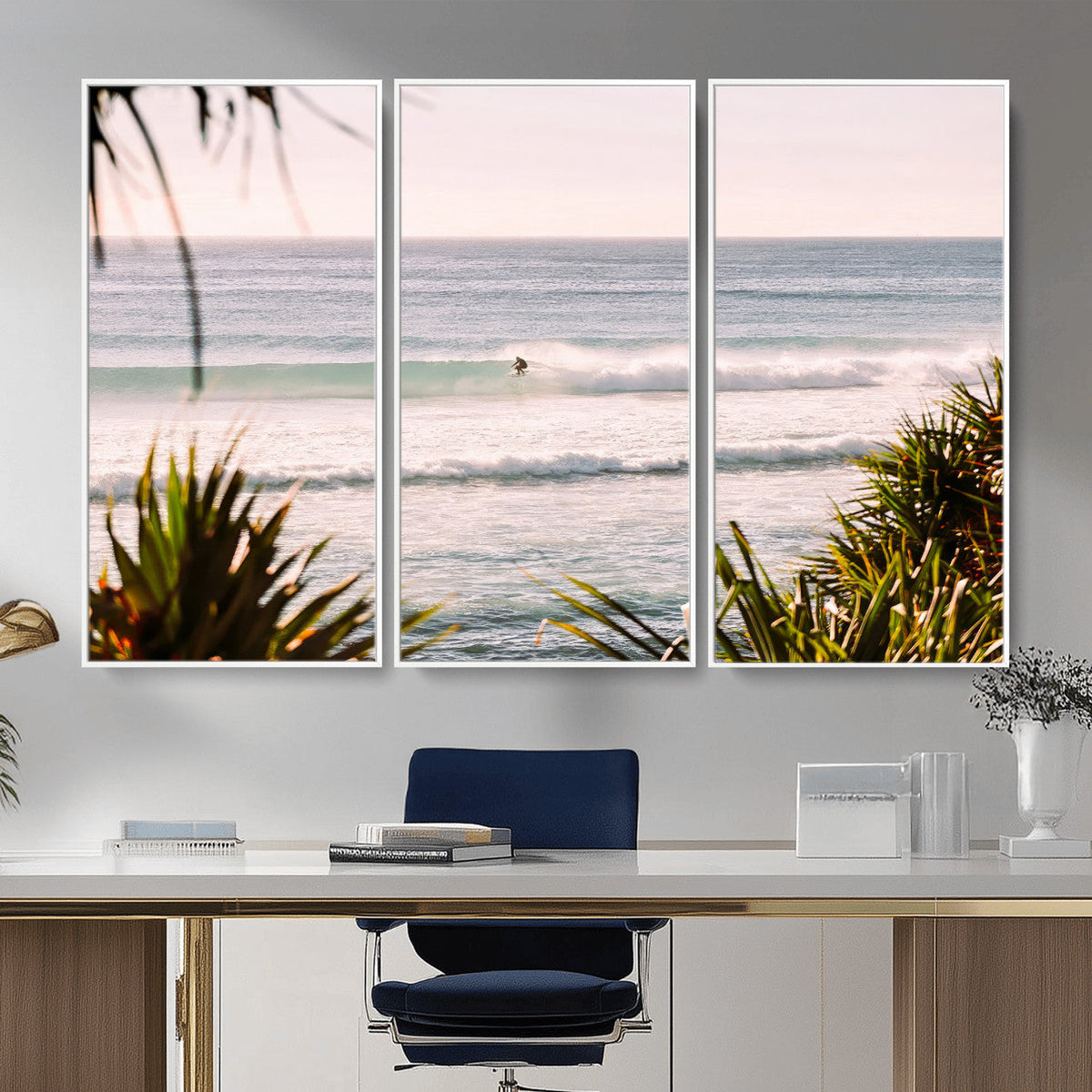 Ocean Surfer Wall Art Canvas Print – Framed Coastal Surf Art