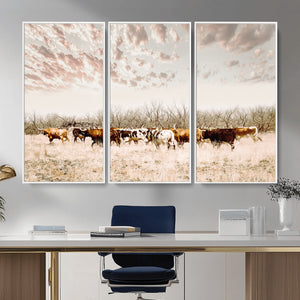 Longhorn Cattle Wall Art Canvas Print – Framed Texas Ranch