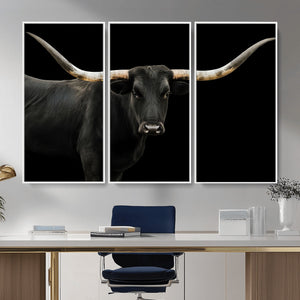 Longhorn Cattle Wall Art Canvas Print – Framed Texas Ranch
