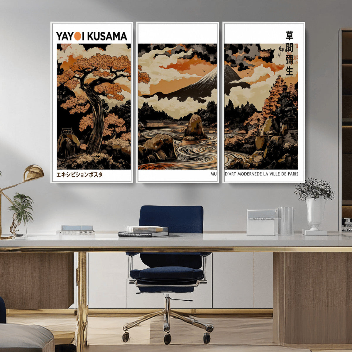 Modern Japanese Wall Art Canvas Print – Framed Abstract