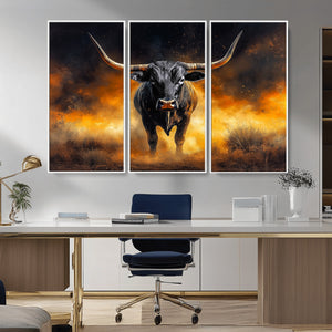 Longhorn Canvas Wall Art Canvas Print – Framed Bold Bull
