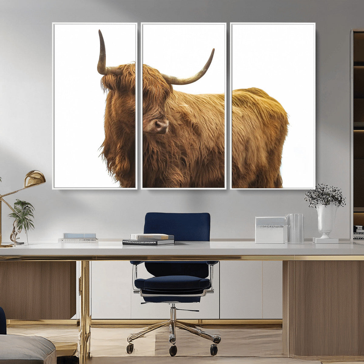 Highland Cow Wall Art Canvas Print – Framed Farmhouse Rustic