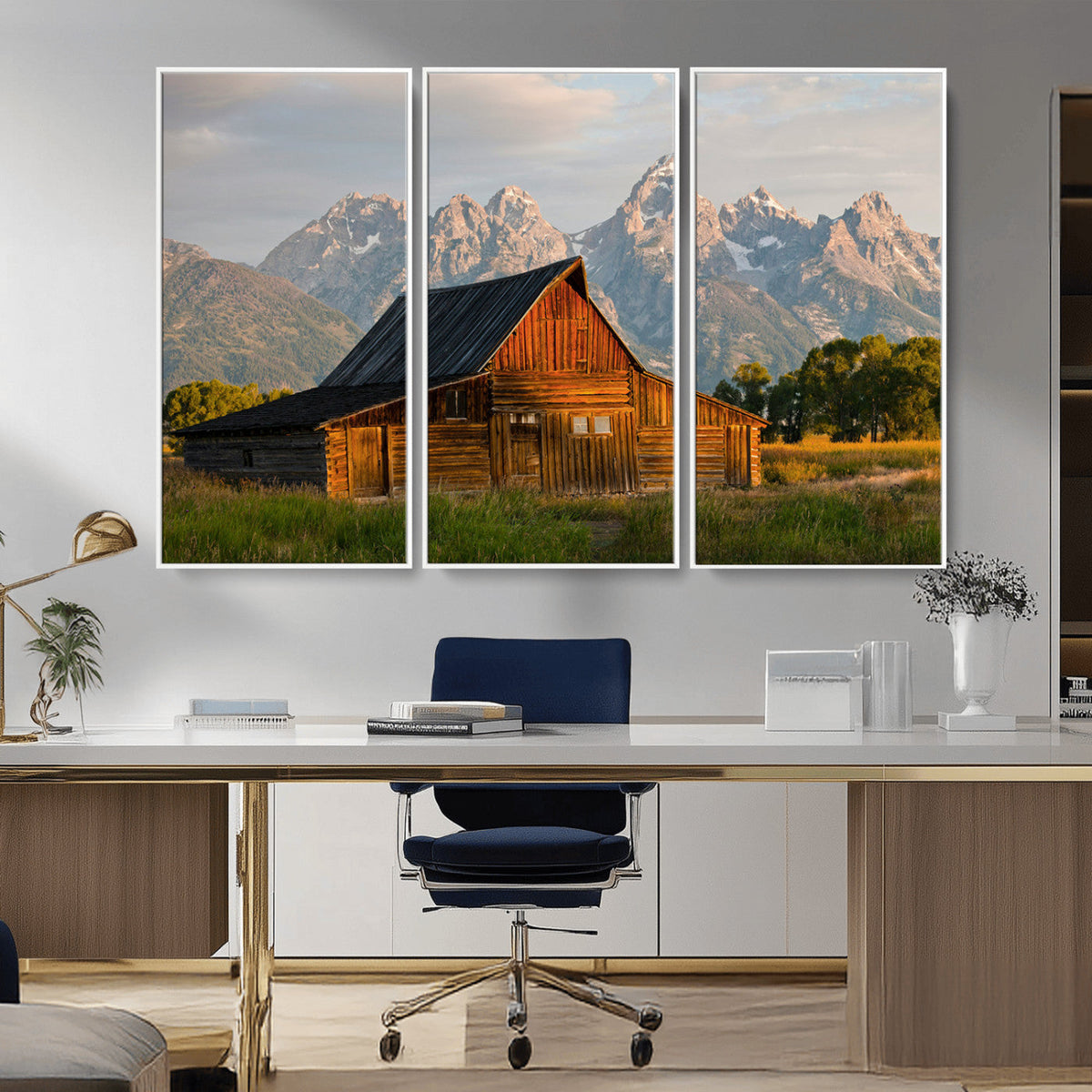 Rustic Barn Wall Art Canvas Print – Framed Grand Teton Park