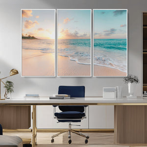 Beach Sunset Wall Art Canvas Print – Framed Ocean Waves