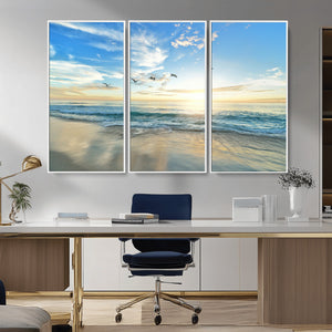 Minimalist Seaside Wall Art Canvas Print – Morning Glow