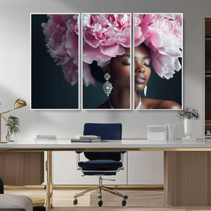 Black Beauty Petal Crown Wall Art Canvas Print – Floral