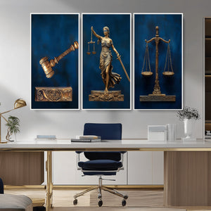 Lady Justice Wall Art Canvas Print – Elegant Gold Legal