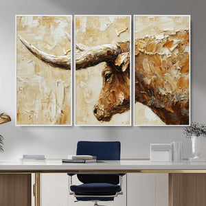 Rustic Longhorn Bull Wall Art Canvas Print – Vintage Western
