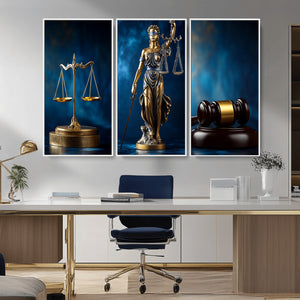 Lady Justice Wall Art Canvas Print – Elegant Gold Legal