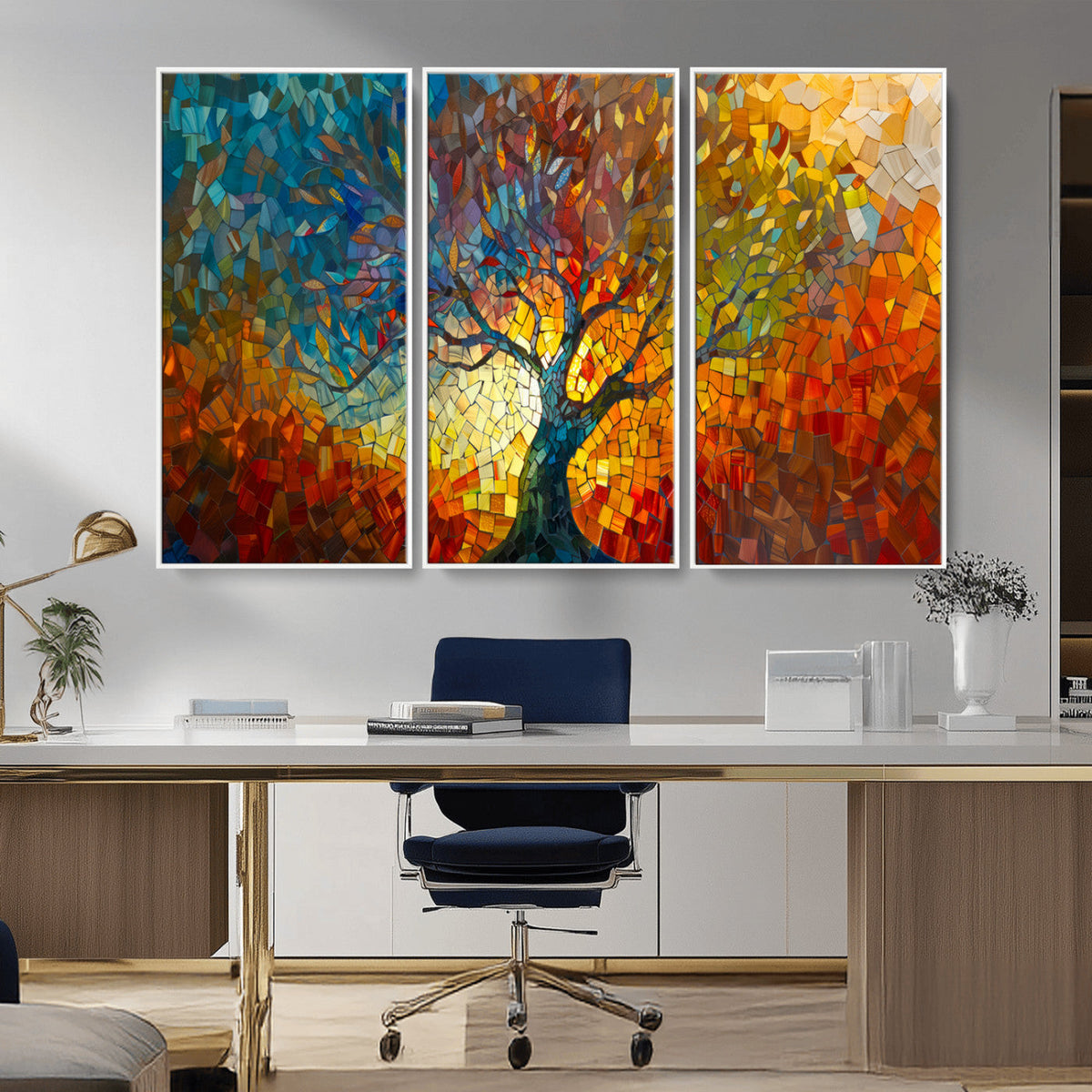 Yggdrasil Tree of Life Mosaic Stained Glass Wall Art, Tree