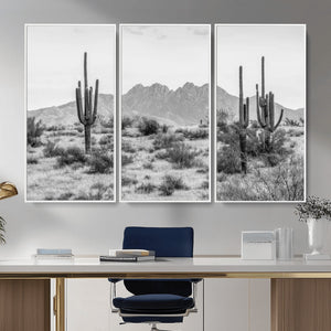 Black White Arizona Desert Canvas Wall Art Cactus Farmhouse