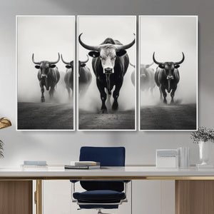 Texas Longhorn Wall Art Canvas Print, Framed Speckled Cow