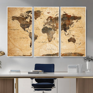 Push Pin World Map Canvas Print – Travel Tracker Wall Art