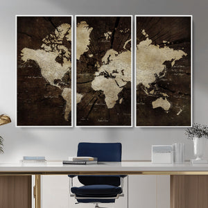 World Map Wall Art Canvas Print – Framed Travel Map Wall Art