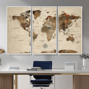 World Map Canvas Print – Framed Detailed Map of the World